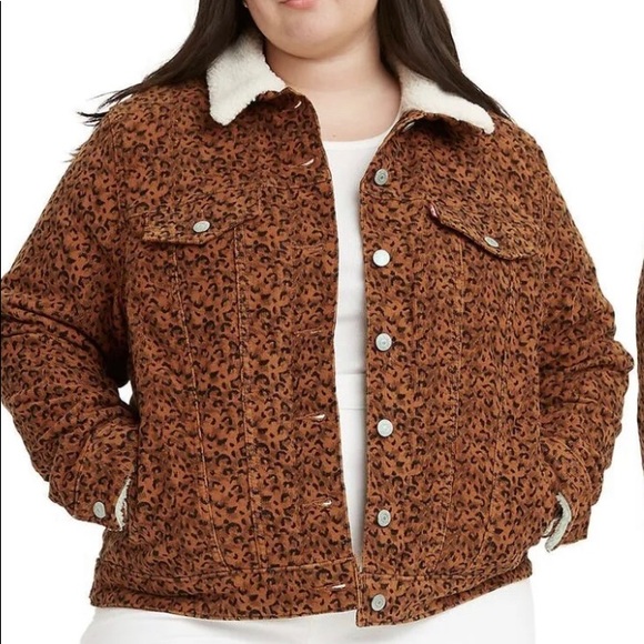 Levi's Jackets & Blazers - Levi’s Leopard Print Corduroy Trucker Jacket-Women’s Faux Shearling Plus 1X NEW